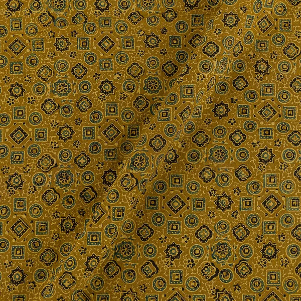 Buy Ajrakh Cotton Mustard Colour Natural Dye Print Fabric Online 9446TJ8