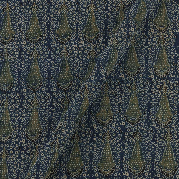 Ajrakh Cotton Indigo Blue Colour Natural Dye Ethnic Block Print Fabric Online 9446W4