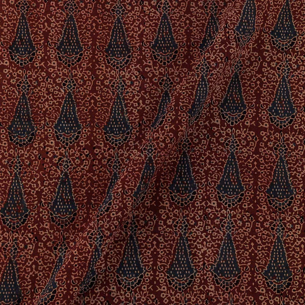 Ajrakh Cotton Brick Red Colour Natural Dye Ethnic Block Print Fabric Online 9446W5