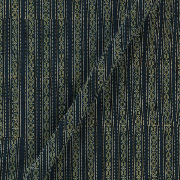 Ajrakh Cotton Indigo Blue Colour Natural Dye Geometric Block Print Fabric Online 9446Y4