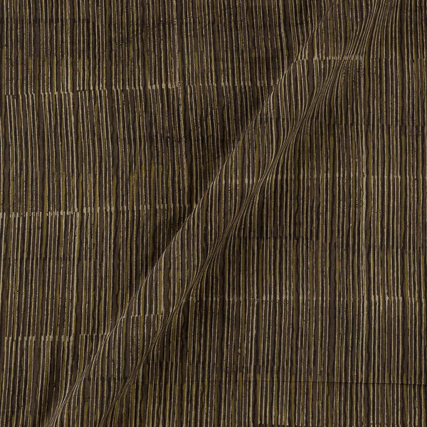 Soft Cotton Vanaspati [Natural Dye] Ajrakh Dark Cedar Colour Stripes Hand Block Print Fabric Online 9447AH