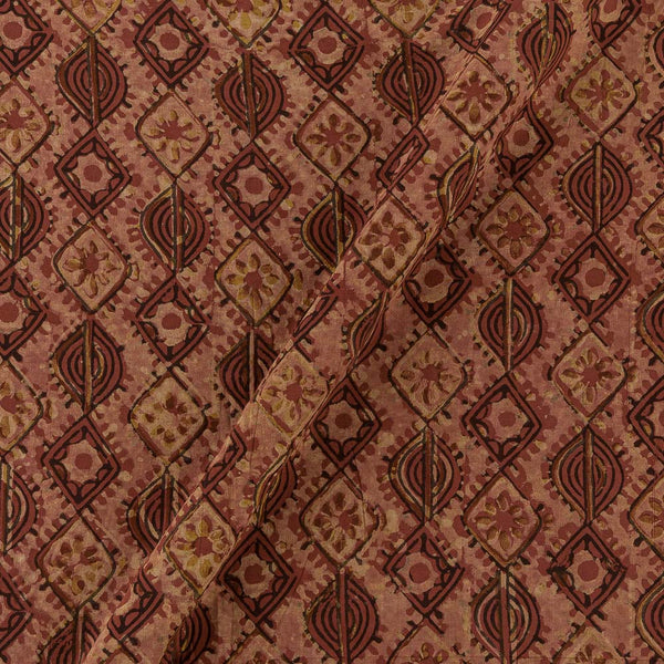 Soft Cotton Vanaspati [Natural Dye] Ajrakh Beige Colour Mughal Hand Block Print Fabric Online 9447AM