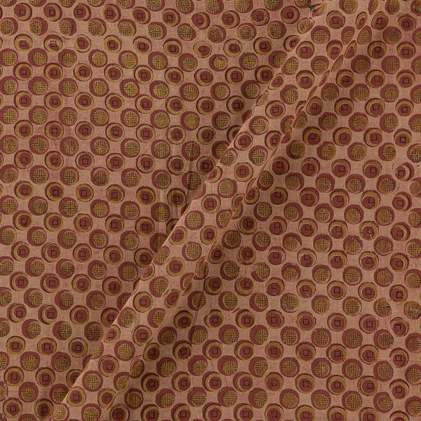 Soft Cotton Vanaspati [Natural Dye] Ajrakh Beige Colour Geometric Hand Block Print Fabric Online 9447AN