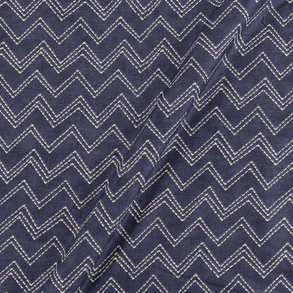 Soft Cotton Steel Blue Colour Chevron Print Fabric 9450GL