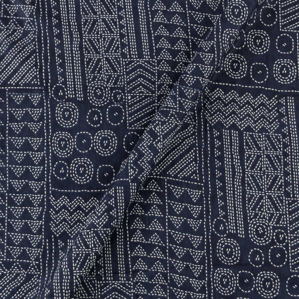Shibori Themed Steel Grey Colour Geometric Print Cotton Fabric