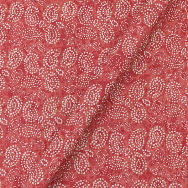 Cotton Carrot Orange Colour Gold Foil Paisley Print Fabric Online 9450JC2