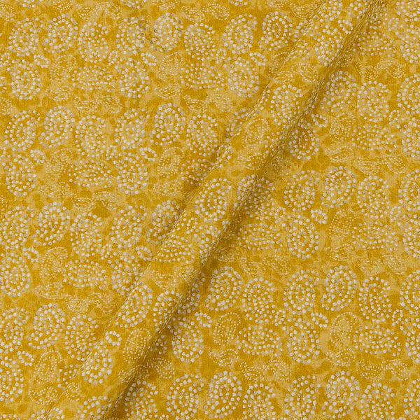 Cotton Mustard Yellow Colour Gold Foil Paisley Print Fabric Online 9450JC5