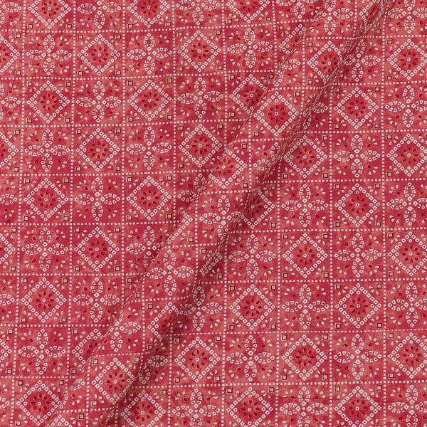 Soft Cotton Carrot Pink Colour Gold Foil Bandhani Print Fabric Online 9450JN3