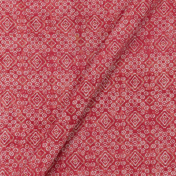 Soft Cotton Carrot Pink Colour Gold Foil Bandhani Print Fabric Online 9450JO1