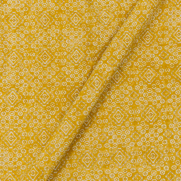 Soft Cotton Mustard Yellow Colour Gold Foil Bandhani Print Fabric Online 9450JO4