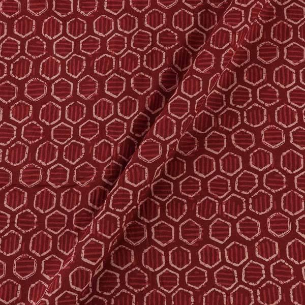 Cotton Dabu Cherry Red Colour Geometric Print Fabric Online 9451DE