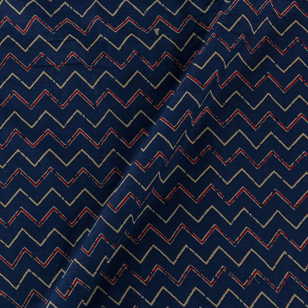 Cotton Dark Blue Colour Ajrakh Inspired Chevron Print Fabric Online 9451DI3
