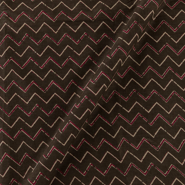 Cotton Dark Cedar Colour Ajrakh Inspired Chevron Print Fabric Online 9451DI4