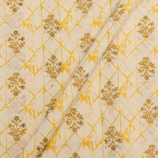 Soft Cotton Off White Colour Sanganeri Print 42 Inches Width Fabric