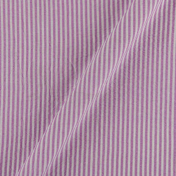 Buy White & Purple Colour Stripes On Cotton Crush Fabric Online 9470S
