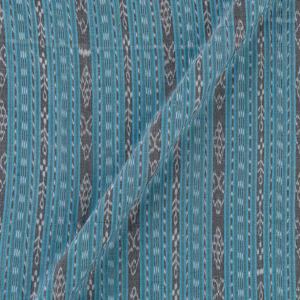 Cotton Sambalpuri Ikat Pattern Aqua X Grey Cross Tone Fabric Online 9473CT