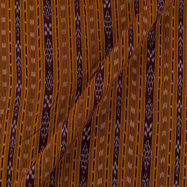 Cotton Sambalpuri Ikat Pattern Apricot Orange Colour Fabric Online 9473DW