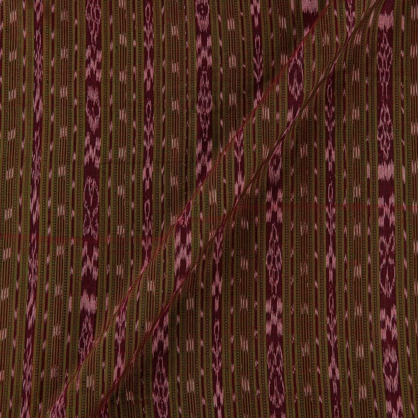 Cotton Sambalpuri Ikat Pattern Maroon X Green Cross Tone Fabric Online 9473EA