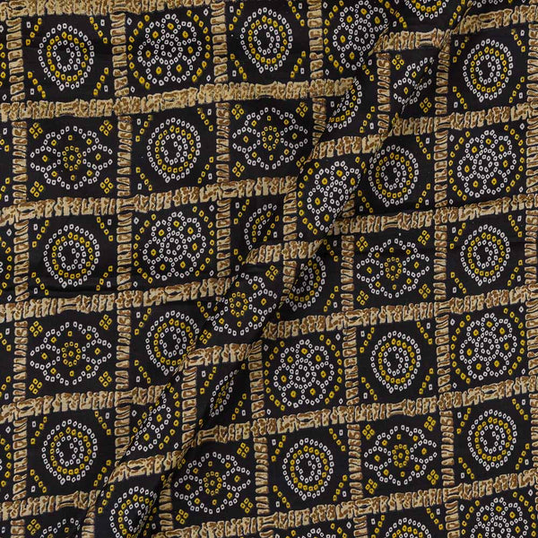 Silk Feel Banarasi Black Colour Bandhani Print Fancy Fabric Online 9474F3