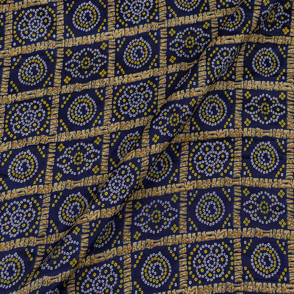 Silk Feel Banarasi Navy Blue Colour Bandhani Print Fancy Fabric Online 9474F6