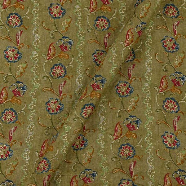 Mehendi Green Colour Gold Foil Jaal Print Cotton Voil Fabric Online 9478X1