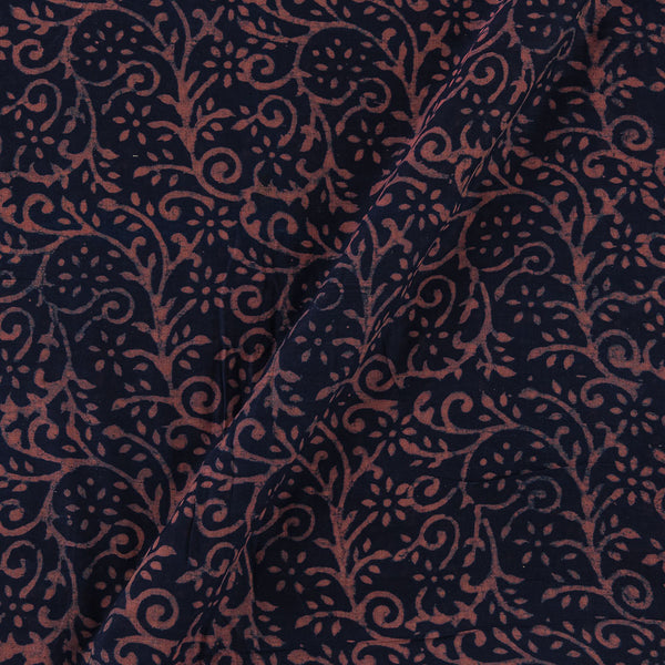 Deep Dyed Indigo Blue Colour Jaal Hand Block Print Kora Fabric Online 9484T