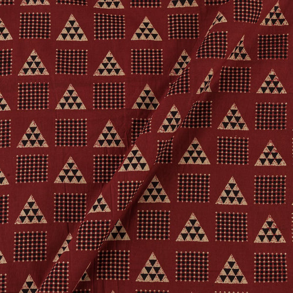 Cotton Maroon Colour Gamathi Inspired Geometirc Print Fabric Online 9501FJ1