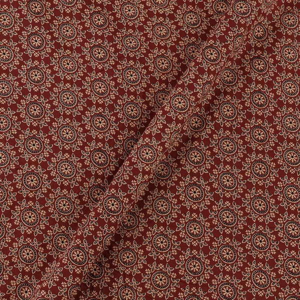 Cotton Maroon Colour Ajrakh Inspired Print Fabric Online 9501FL1