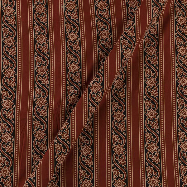 Cotton Maroon Colour Gamathi Inspired All Over Border Print Fabric Online 9501FM2