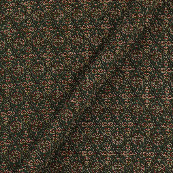 Cotton Dark Green Colour Ajrakh Inspired Print Fabric Online 9501FN3