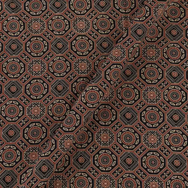 Cotton Black Colour Ajrakh Inspired Print Fabric Online 9501FP1
