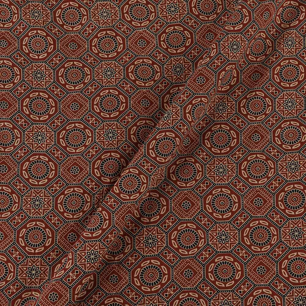 Cotton Maroon Colour Ajrakh Inspired Print Fabric Online 9501FP2