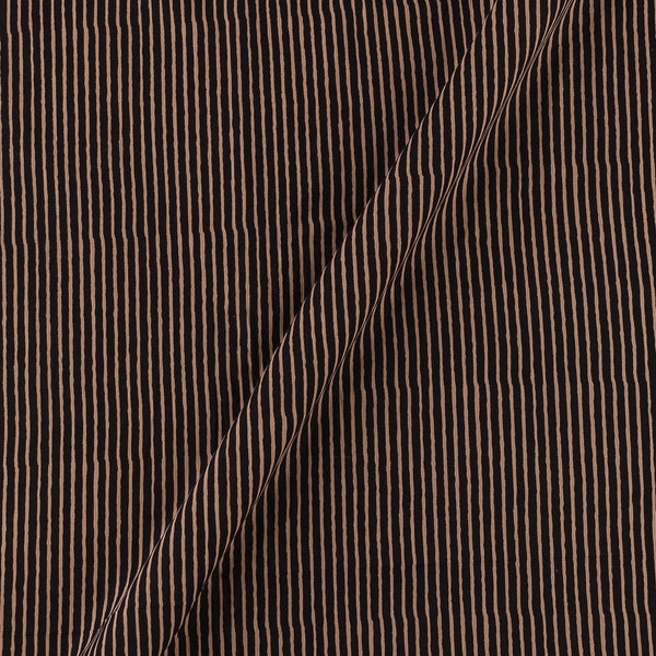 Cotton Black Colour Ajrakh Inspired Stripes Print Fabric Online 9501FS1