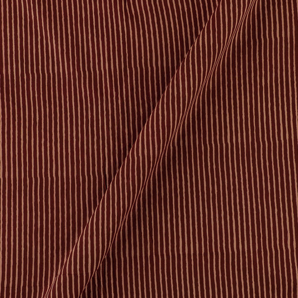 Cotton Maroon Colour Ajrakh Inspired Stripes Print 42 Inches Width Fabric
