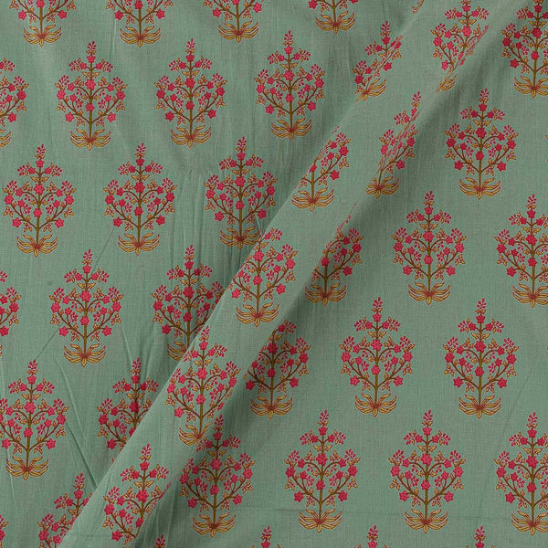 Soft Cotton Laurel Green Colour Sanganeri Print Fabric Online 9503AE