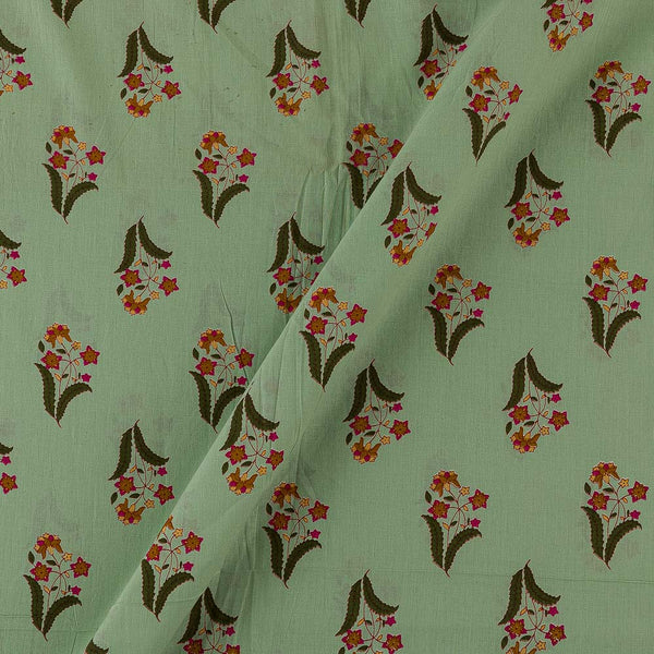 Soft Cotton Pista Green Colour Floral Butta Print Fabric Online 9503AG