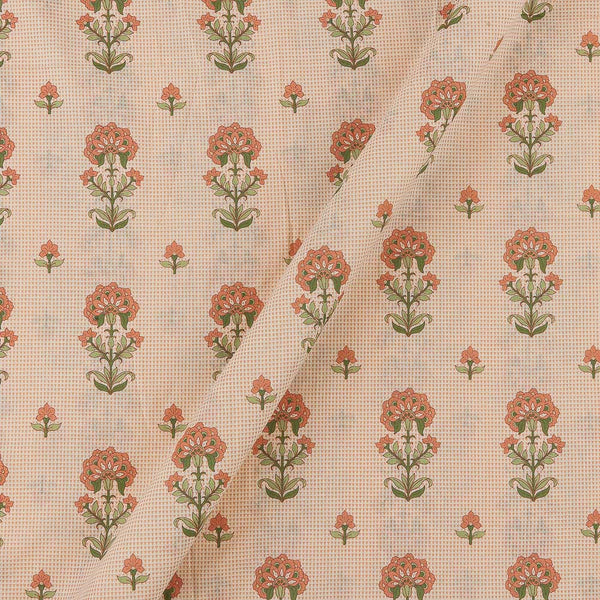 Cotton Pale Orange Colour Gold Foil Floral Print Fabric Online 9503J3