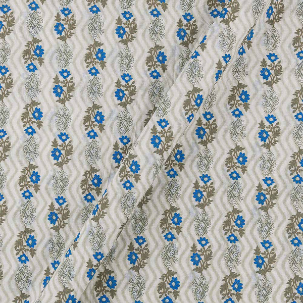 Cotton Off White Colour Gold Foil Floral Print Fabric Online 9503L