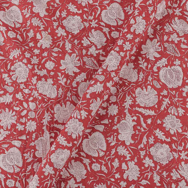 Soft Cotton Carrot Pink Colour Jaal Print Fabric Online 9503U