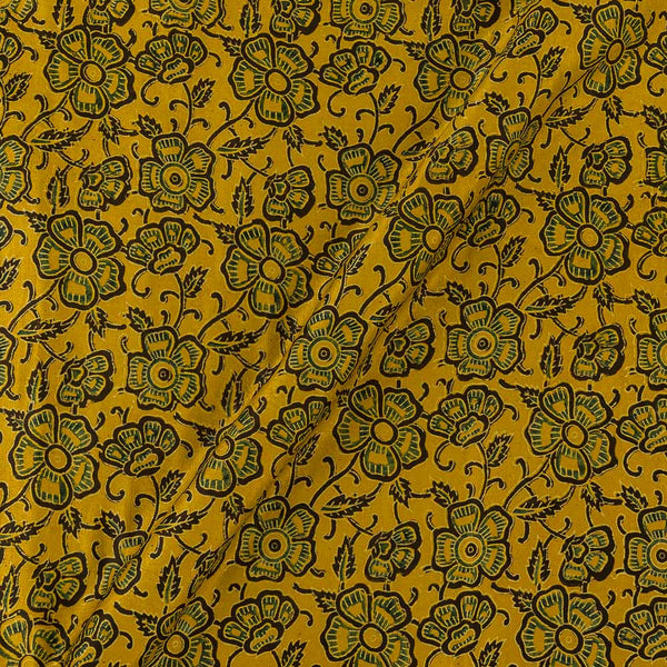 Ajrakh Pattern Natural Dyed Mashru Gaji Mustard Yellow Colour Jaal Block Print Fabric