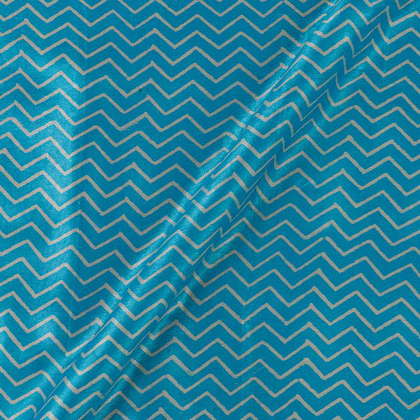 Mashru Gaji Aqua Blue Colour Chevron Print 45 Inches Width Fabric