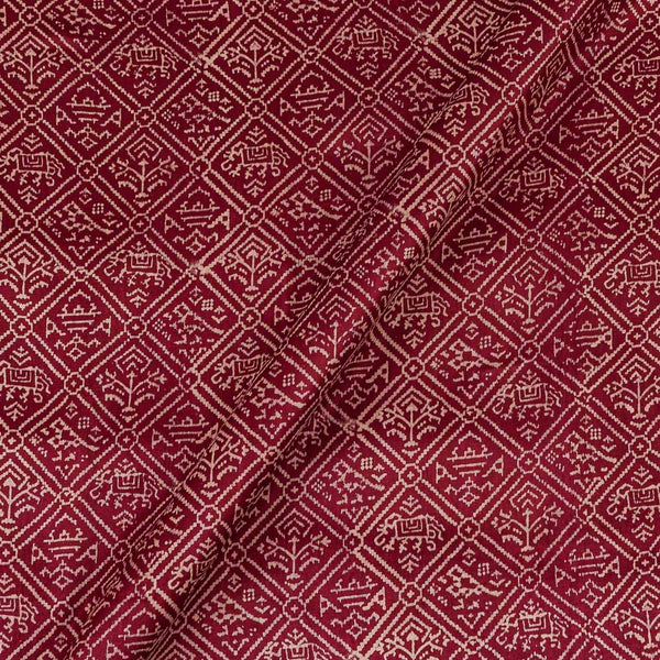 Mashru Gaji Maroon Red Colour Patola Inspired Print Fabric Online 9510AL