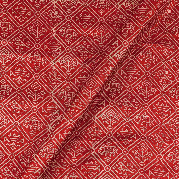 Mashru Gaji Poppy Red Colour Patola Inspired Print Fabric Online 9510J