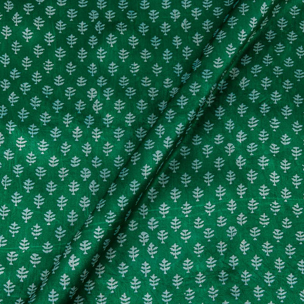 Mashru Gaji Fern Green Colour Leaves Print Fabric Online 9511BU