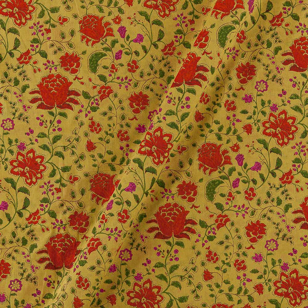 Cotton Mustard Colour Floral Jaal Print Fabric Online 9522AA2 