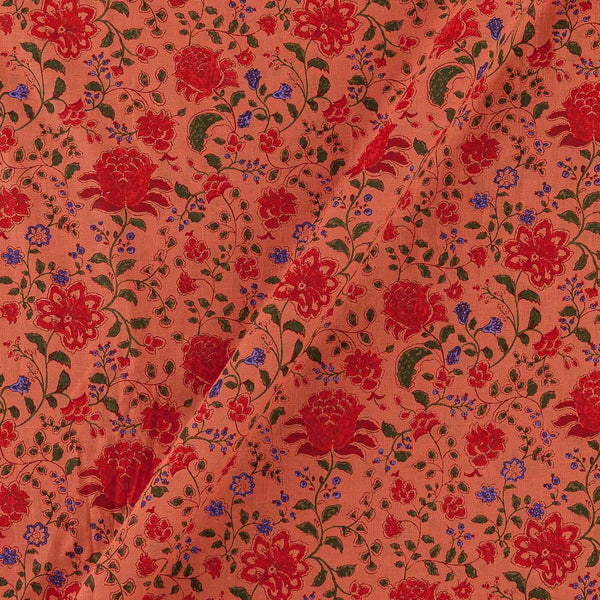Cotton Peach Orange Colour Floral Jaal Print Fabric Online 9522AA3