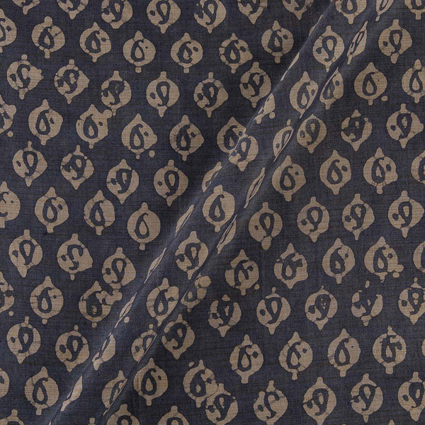 Fancy Bhagalpuri Blended Cotton Steel Grey Colour Leaves Batik Print On Silk Feel Fabric Online 9525BE2