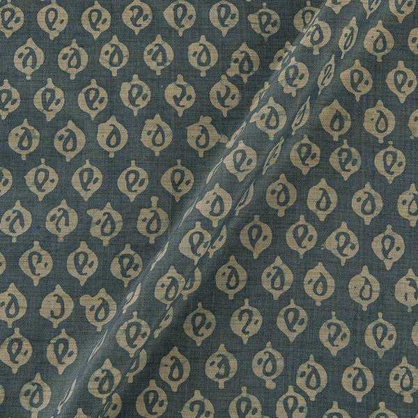 Fancy Bhagalpuri Blended Cotton Cambridge Blue Colour Leaves Batik Print On Silk Feel Fabric Online 9525BE4