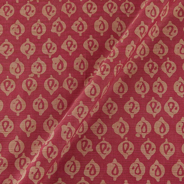 Fancy Bhagalpuri Blended Cotton Pink Colour Leaves Batik Print On Silk Feel Fabric Online 9525BE6
