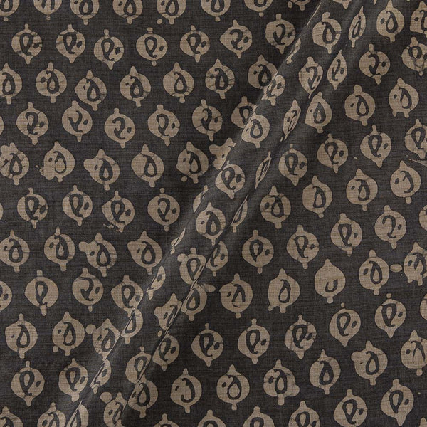 Fancy Bhagalpuri Blended Cotton Grey Colour Leaves Batik Print On Silk Feel Fabric Online 9525BE7